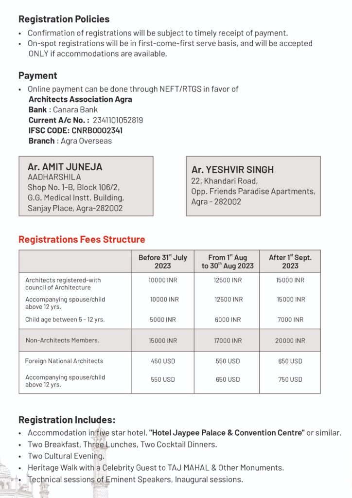 Delegate Registration Architects Association Agra